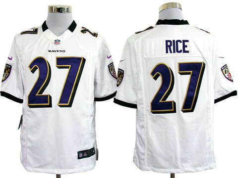 NFL Baltimore Ravens 27 RICE White jersey